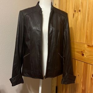 TRIBAL soft leather zip up jacket size 10
